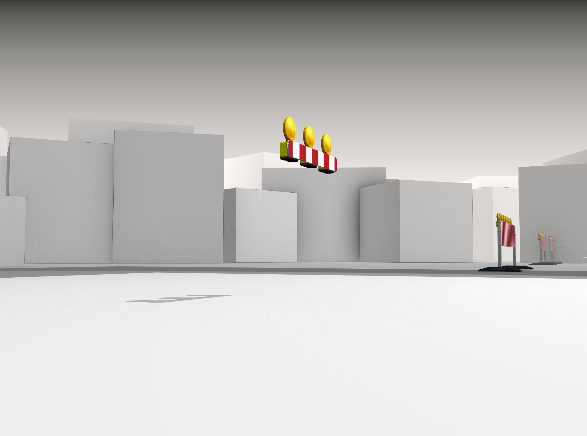 Construction Barrier 4 with warning lights 600-30 100x800mm Low-poly 3D model_39