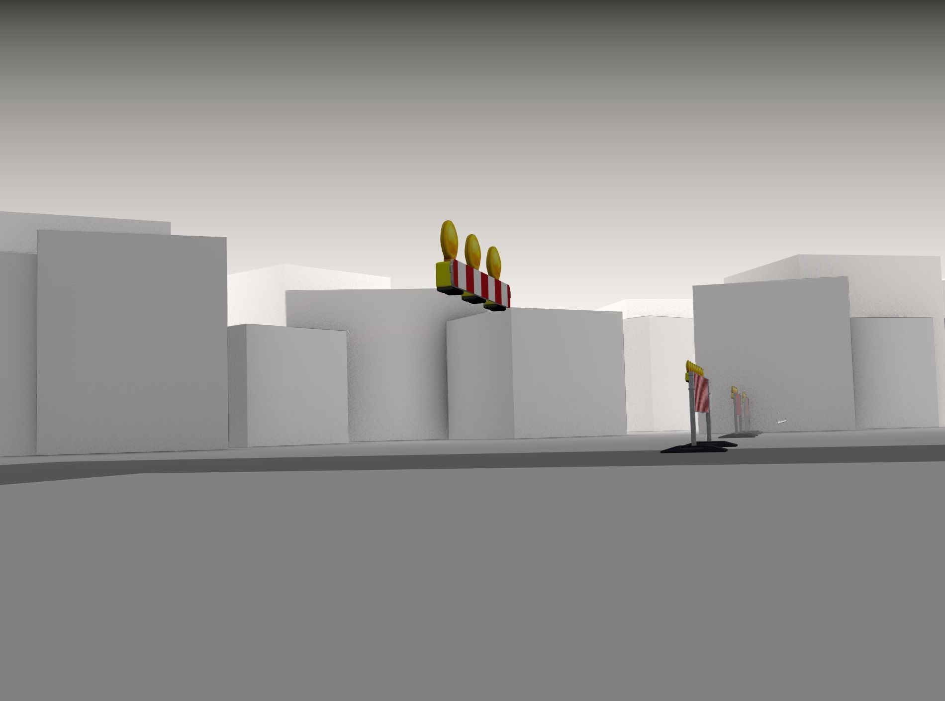 Construction Barrier 4 with warning lights 600-30 100x800mm Low-poly 3D model_37