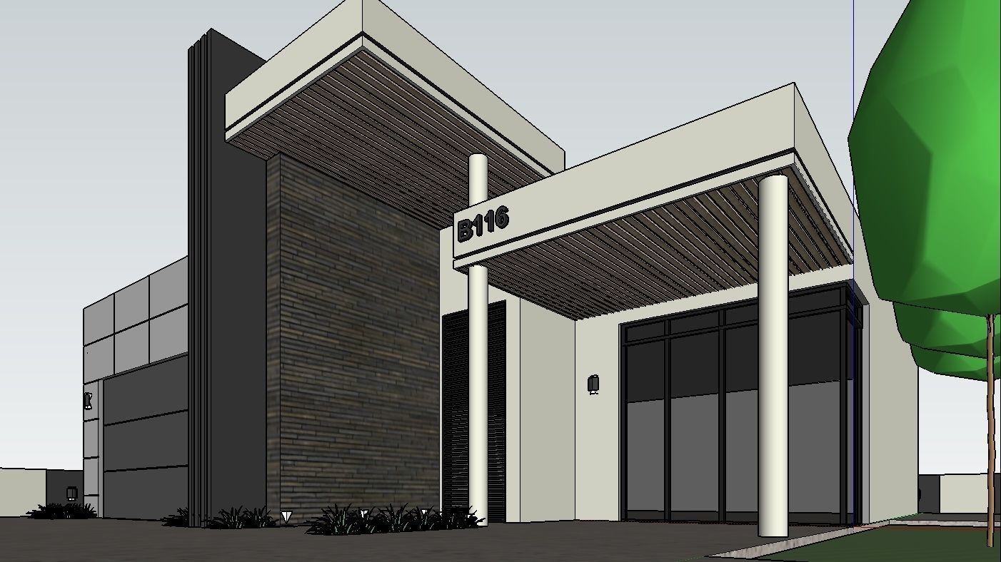 Modern House Facade Design 3D model_2
