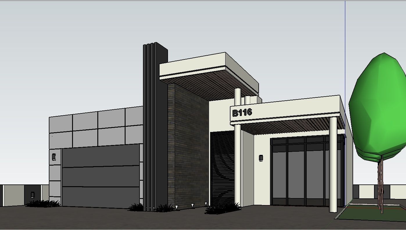 Modern House Facade Design 3D model_3