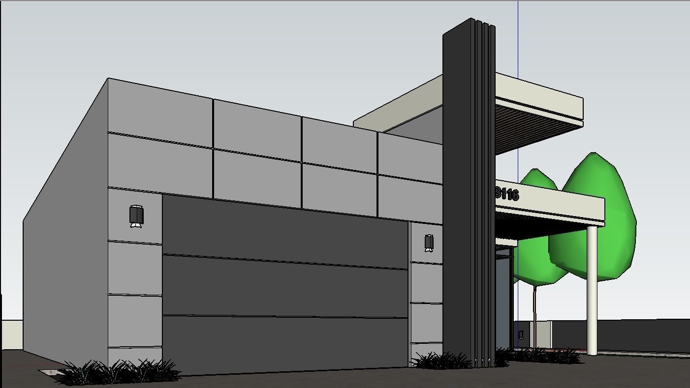 Modern House Facade Design 3D model_4