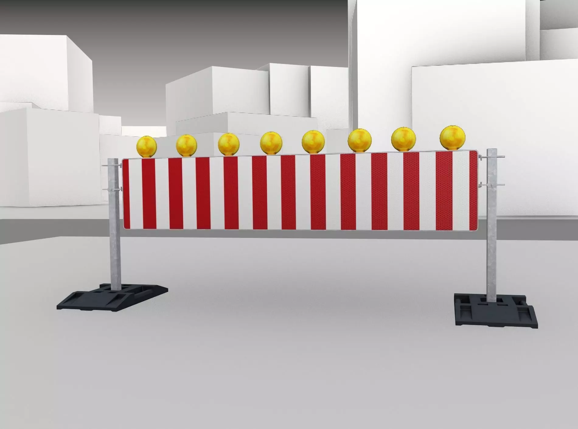 Construction Barrier 5 with warning lights 600-39 500x2400mm Low-poly 3D model_0