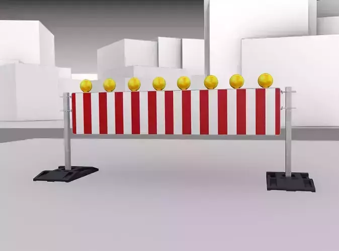 Construction Barrier 5 with warning lights 600-39 500x2400mm Low-poly 3D model
