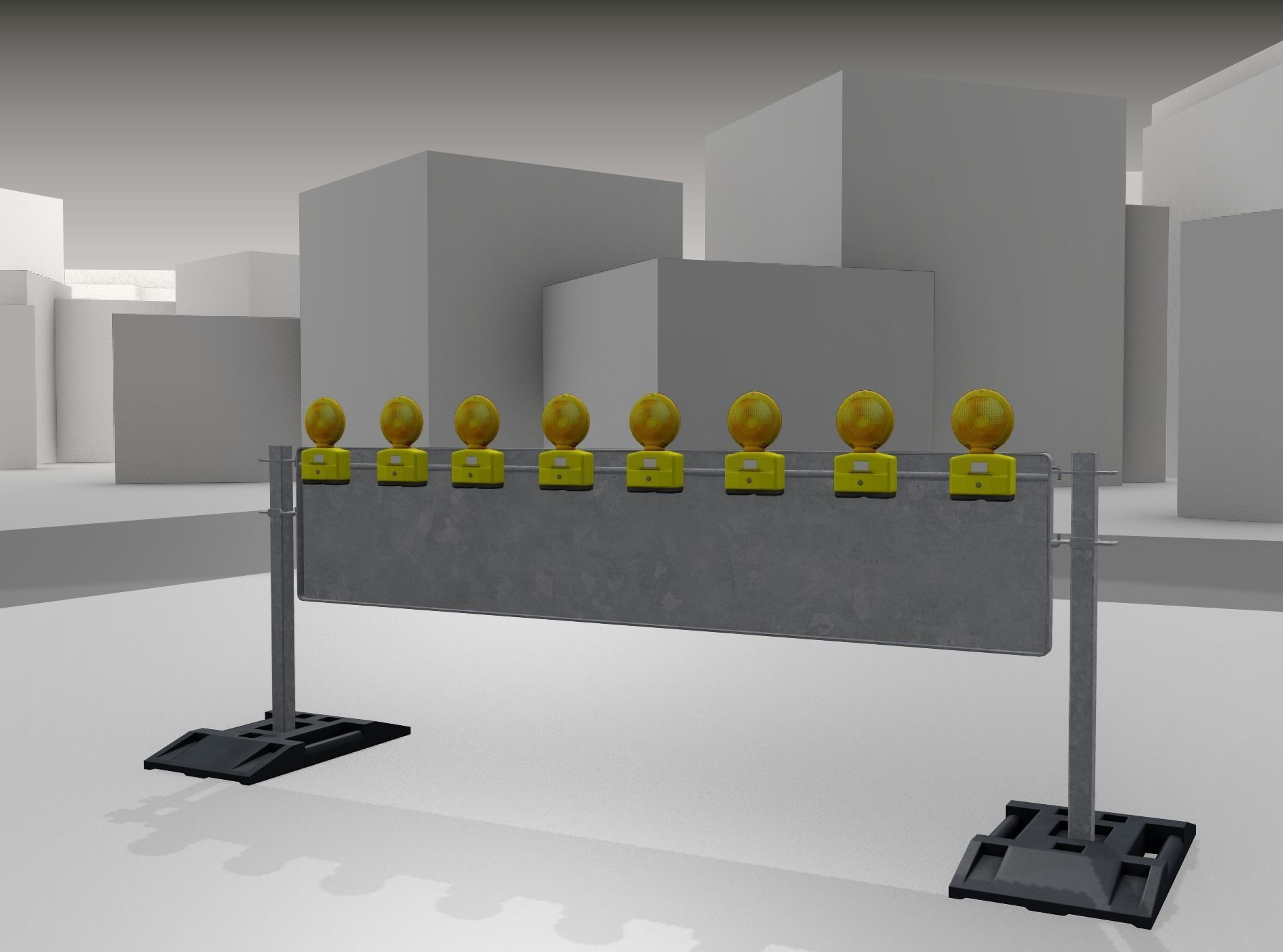 Construction Barrier 5 with warning lights 600-39 500x2400mm Low-poly 3D model_29