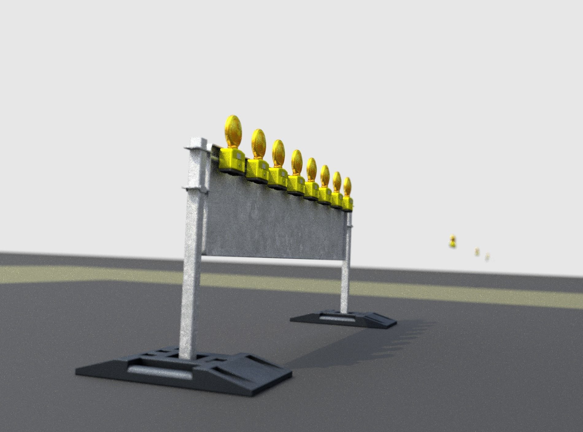 Construction Barrier 5 with warning lights 600-39 500x2400mm Low-poly 3D model_16