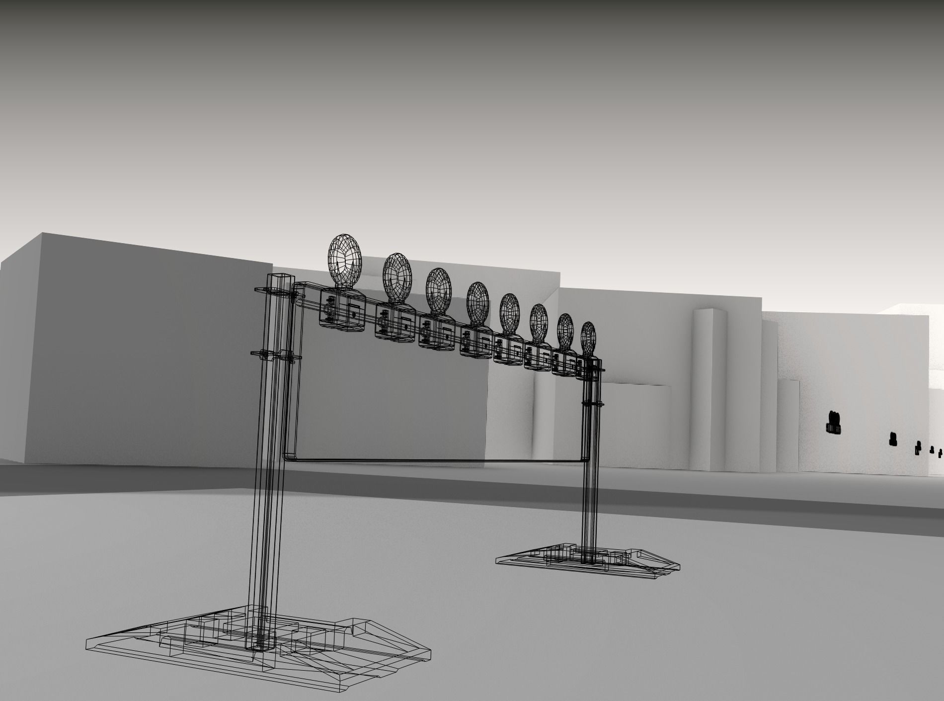 Construction Barrier 5 with warning lights 600-39 500x2400mm Low-poly 3D model_17