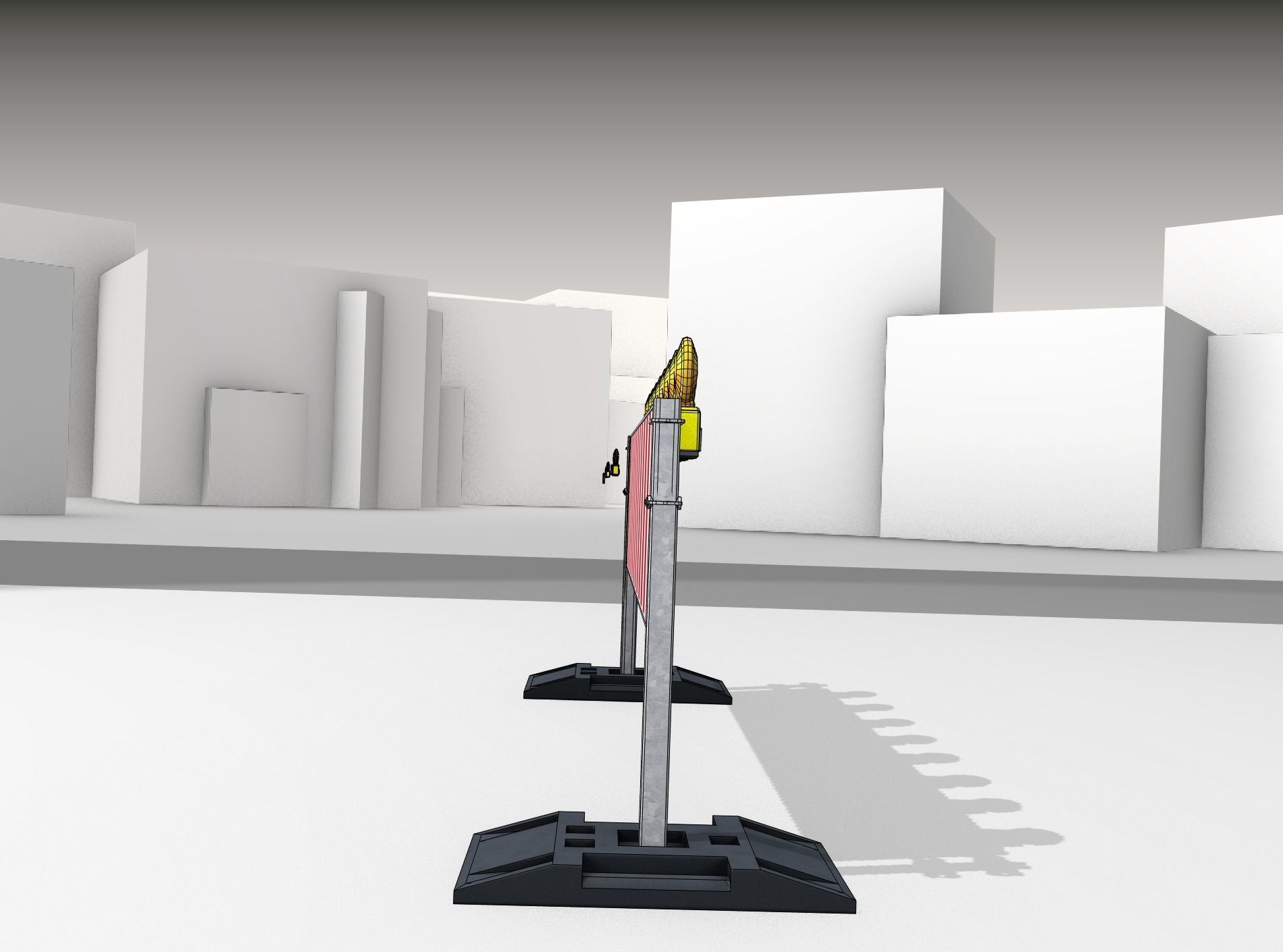 Construction Barrier 5 with warning lights 600-39 500x2400mm Low-poly 3D model_13