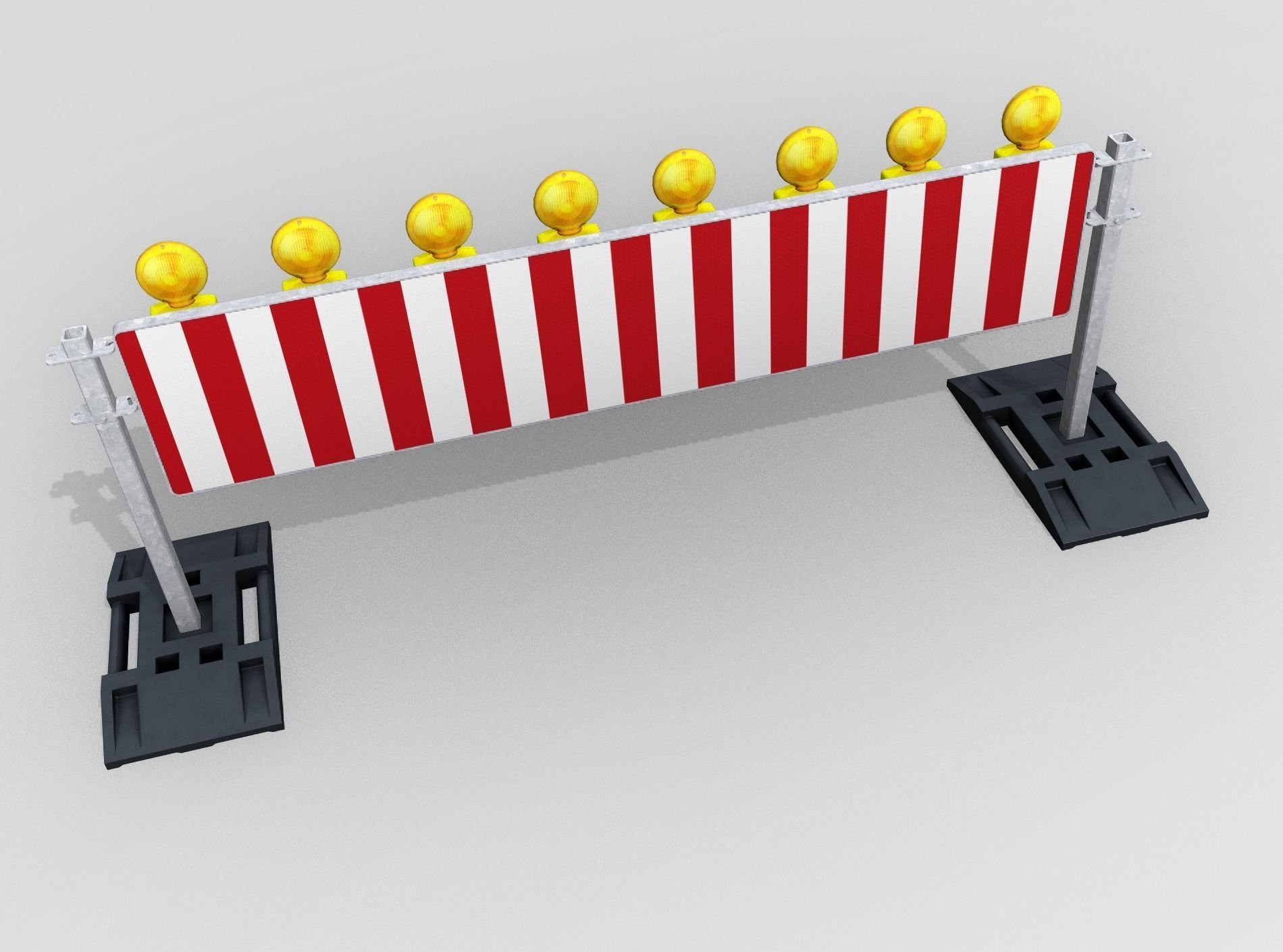 Construction Barrier 5 with warning lights 600-39 500x2400mm Low-poly 3D model_45