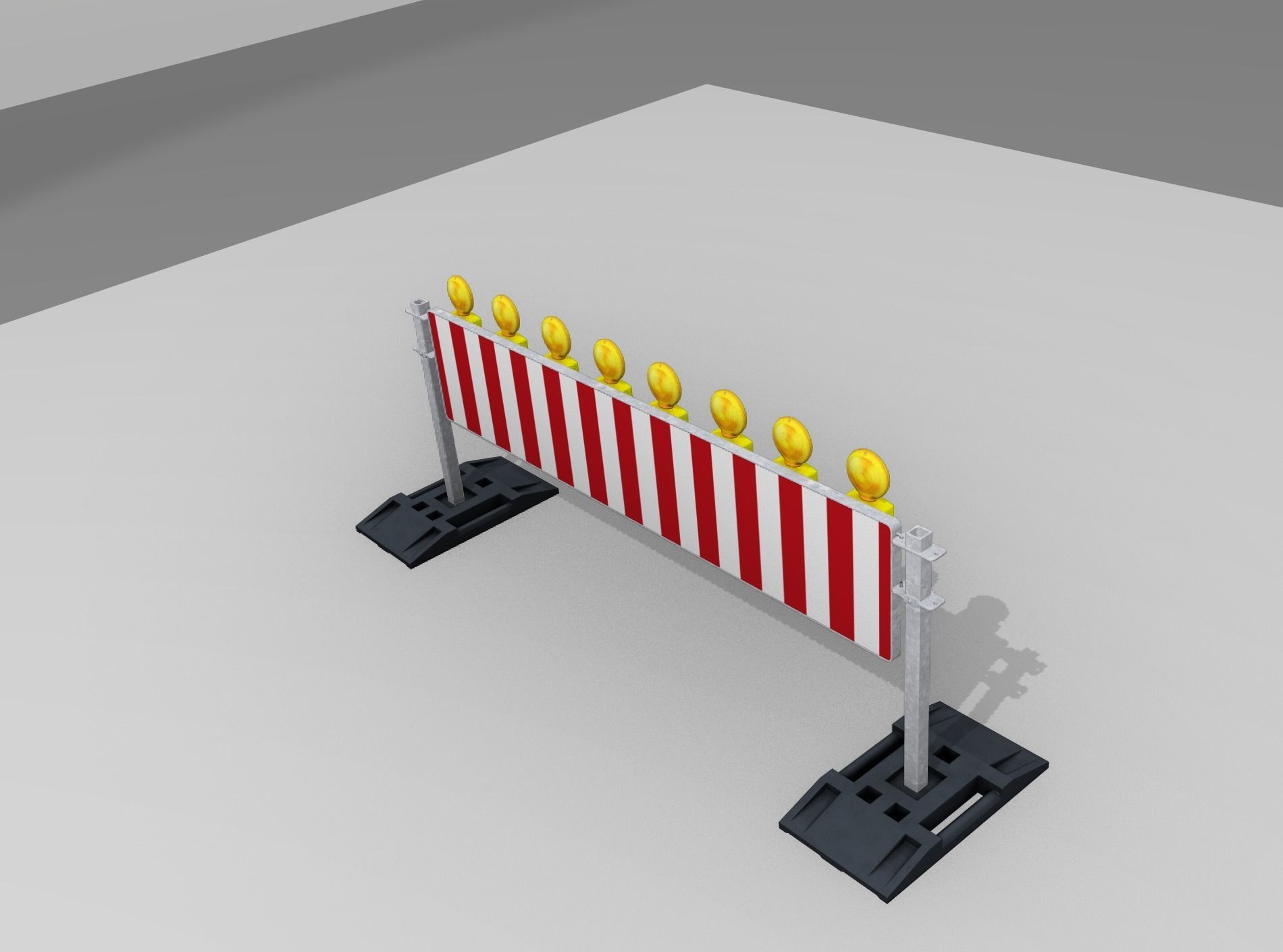 Construction Barrier 5 with warning lights 600-39 500x2400mm Low-poly 3D model_9