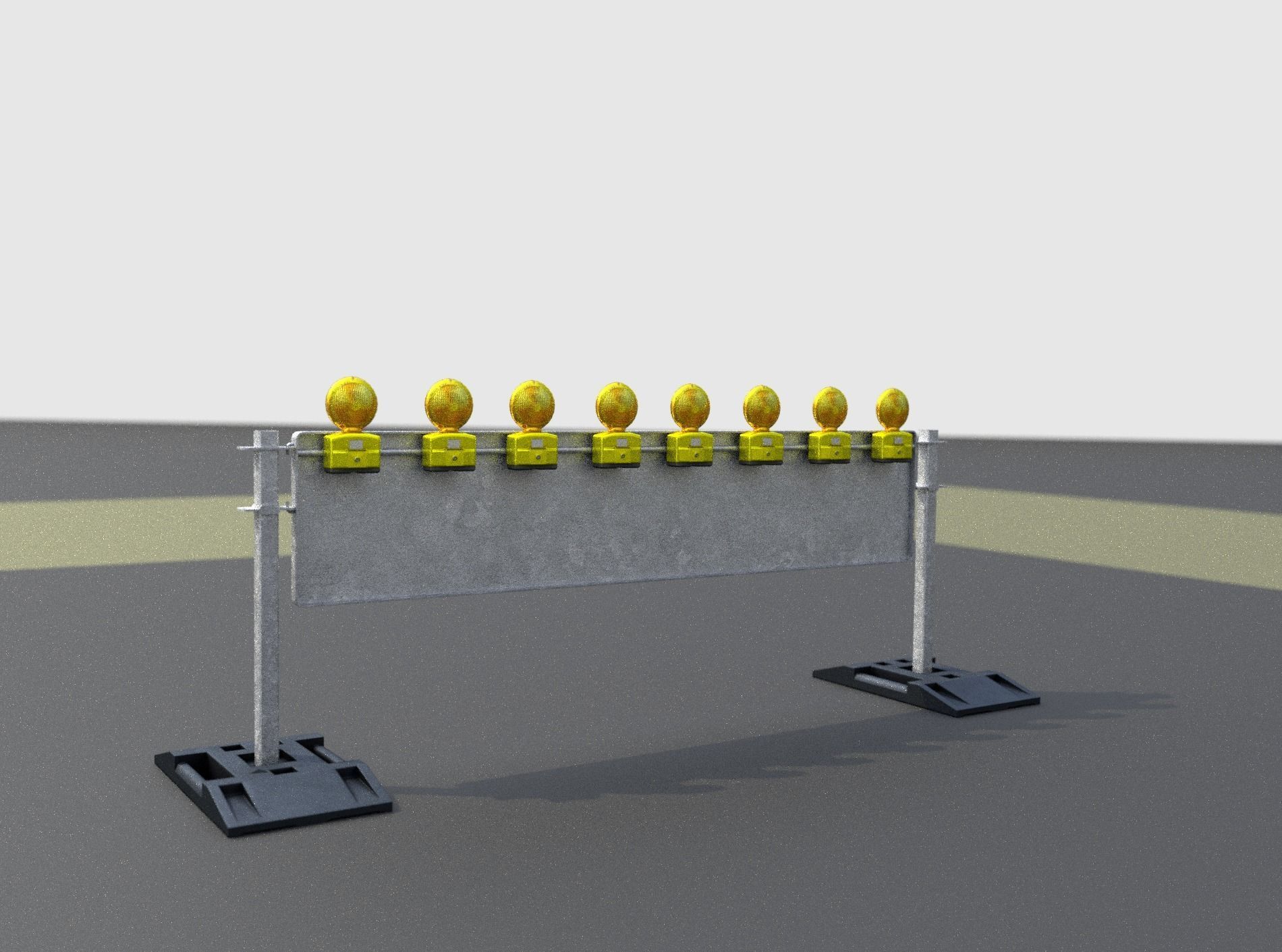 Construction Barrier 5 with warning lights 600-39 500x2400mm Low-poly 3D model_22