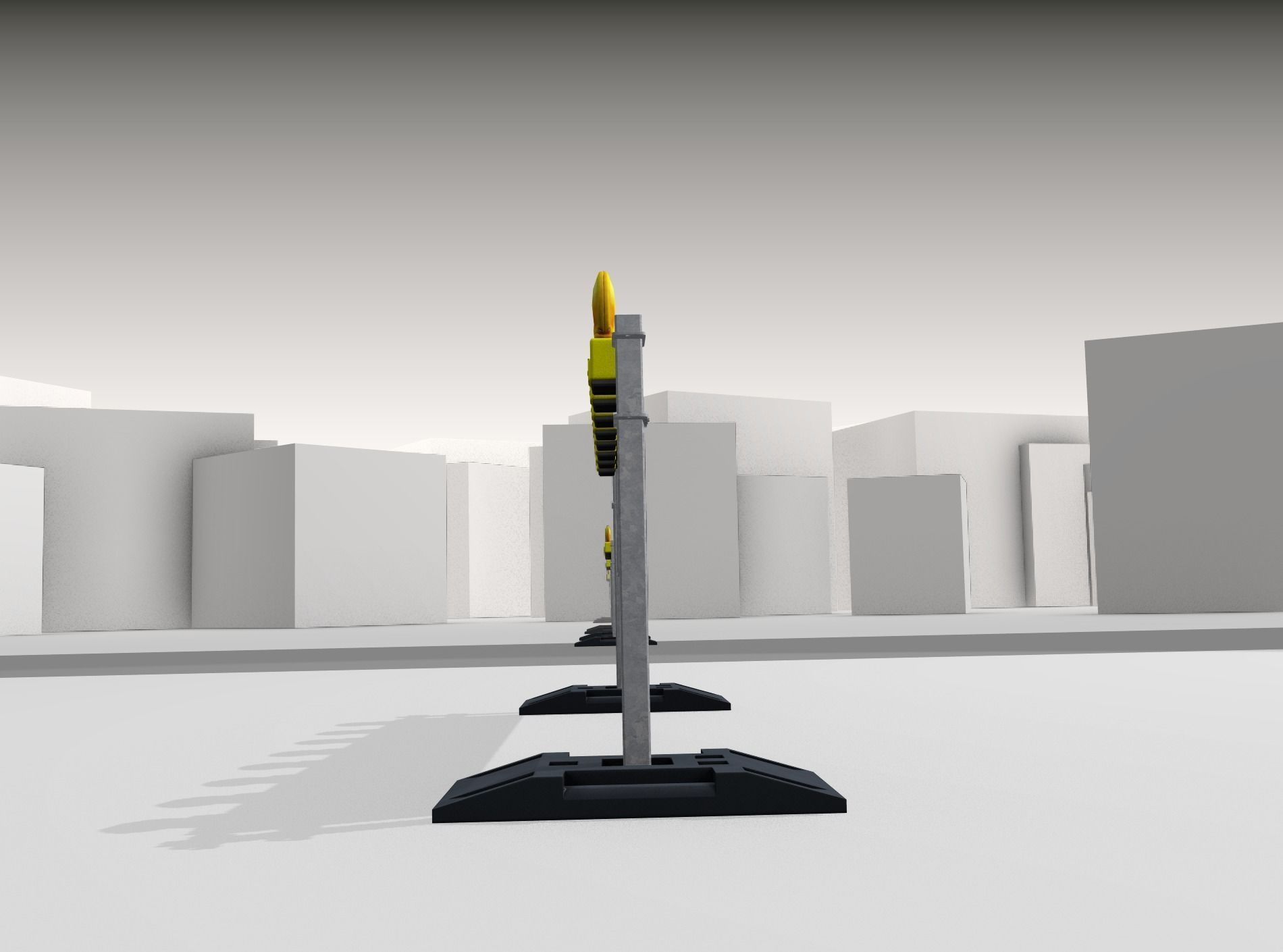 Construction Barrier 5 with warning lights 600-39 500x2400mm Low-poly 3D model_35