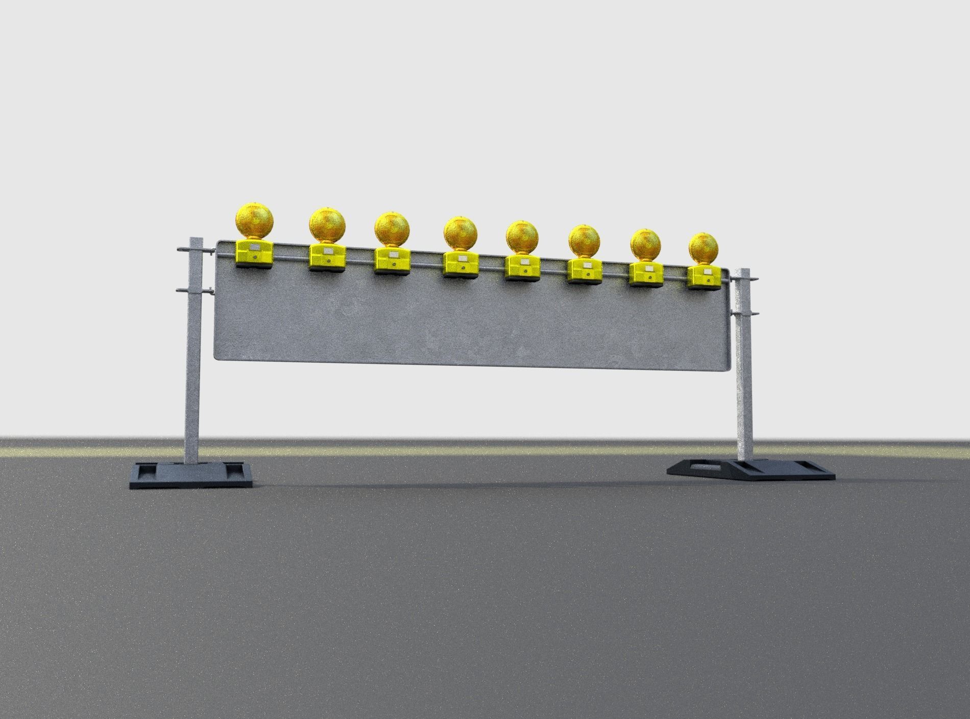 Construction Barrier 5 with warning lights 600-39 500x2400mm Low-poly 3D model_24