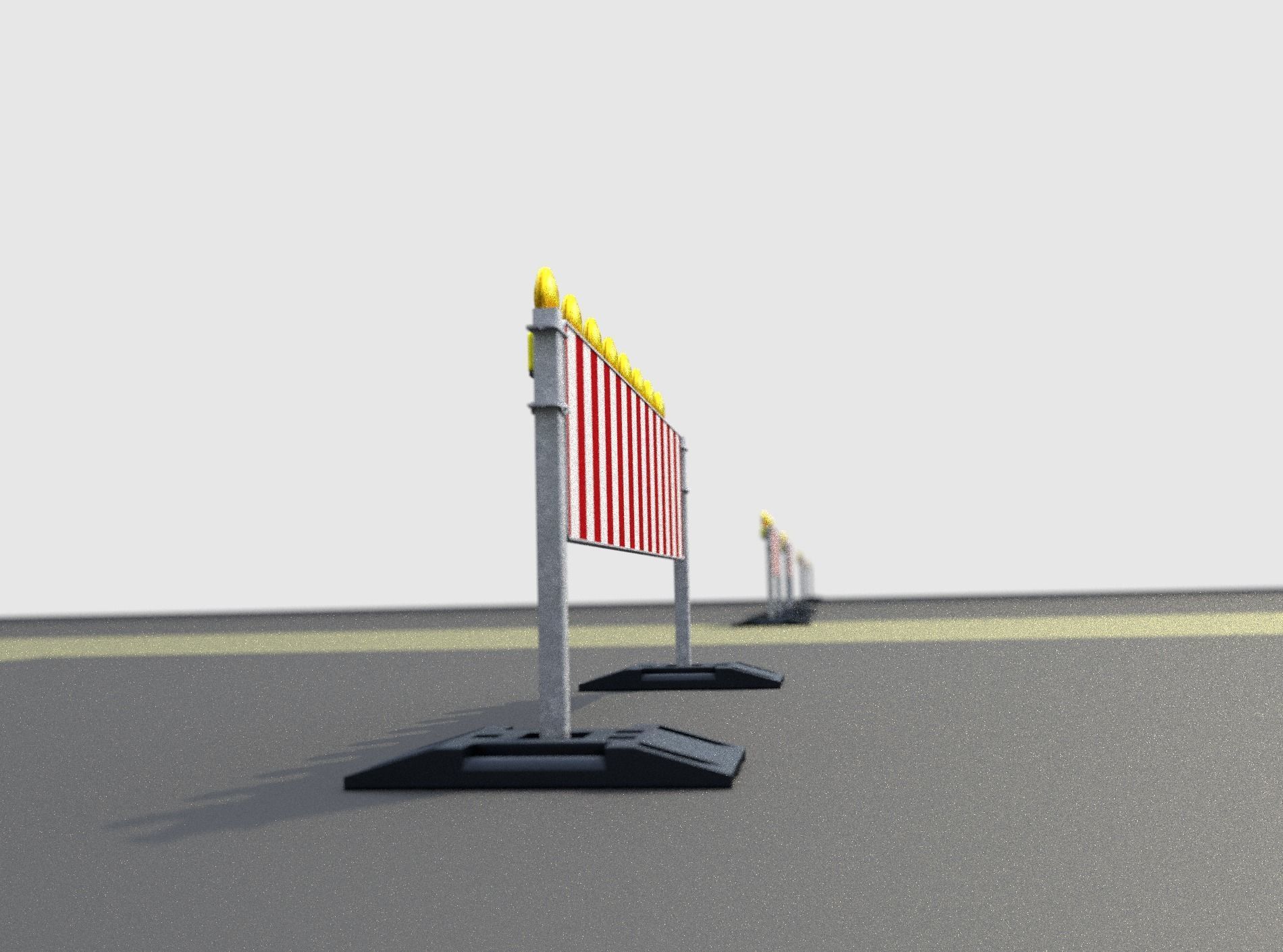 Construction Barrier 5 with warning lights 600-39 500x2400mm Low-poly 3D model_36