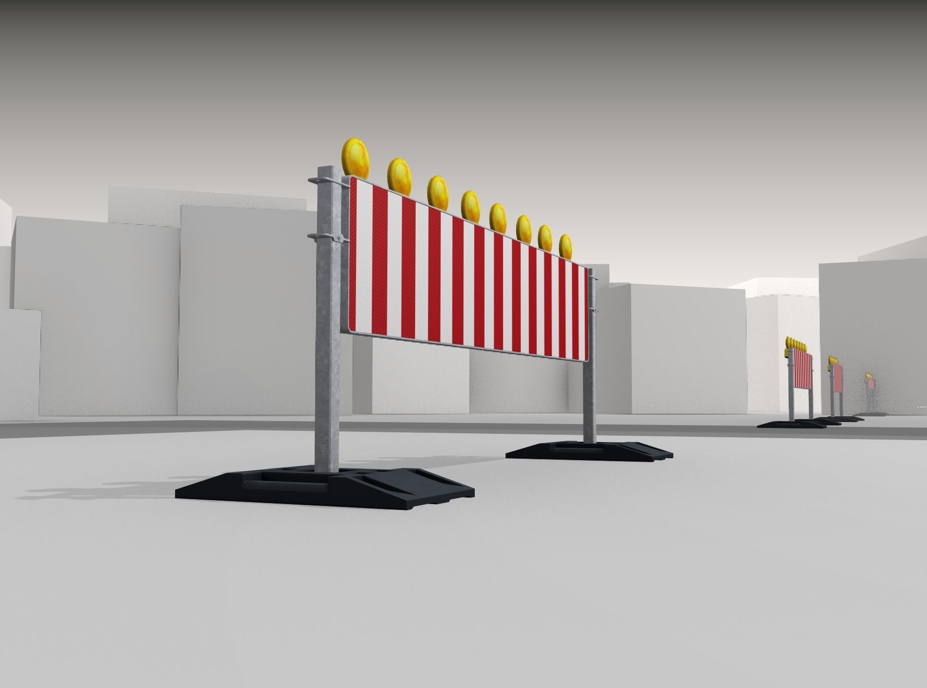 Construction Barrier 5 with warning lights 600-39 500x2400mm Low-poly 3D model_39