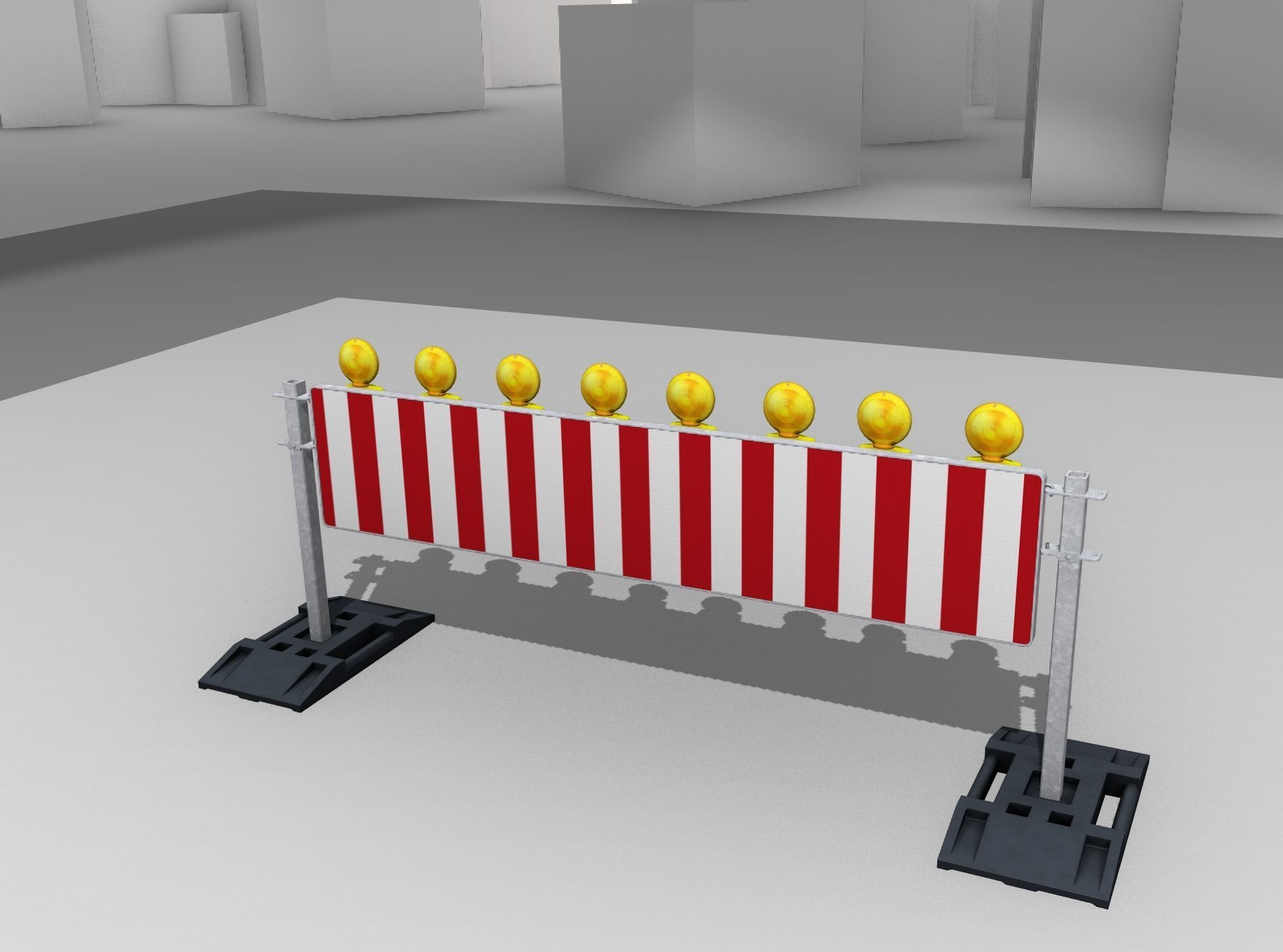 Construction Barrier 5 with warning lights 600-39 500x2400mm Low-poly 3D model_7
