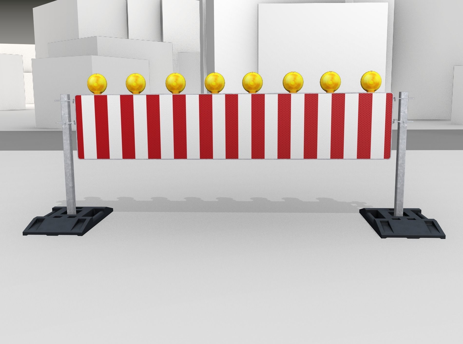 Construction Barrier 5 with warning lights 600-39 500x2400mm Low-poly 3D model_4