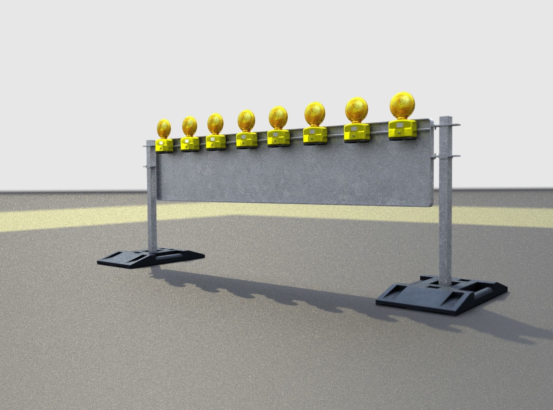 Construction Barrier 5 with warning lights 600-39 500x2400mm Low-poly 3D model_30