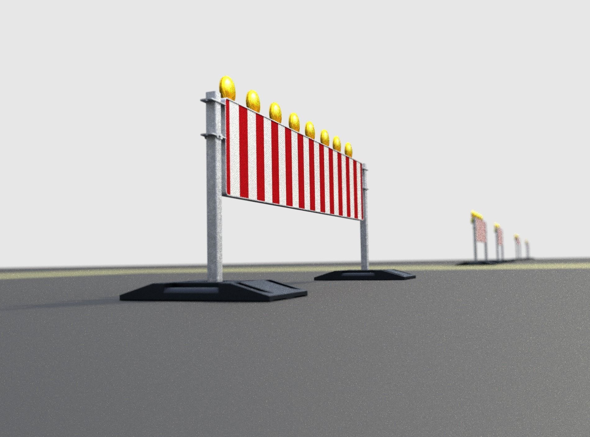 Construction Barrier 5 with warning lights 600-39 500x2400mm Low-poly 3D model_38