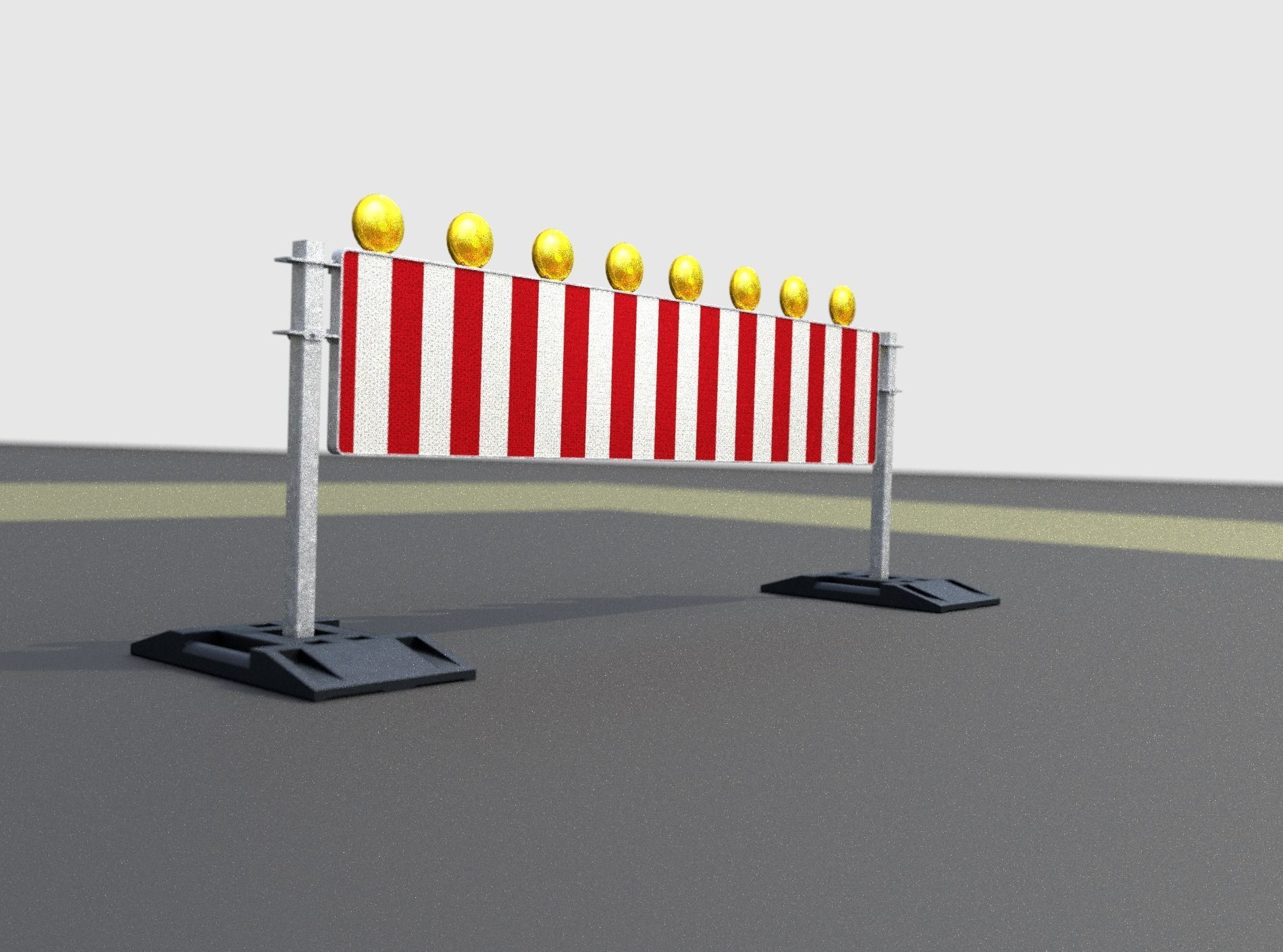 Construction Barrier 5 with warning lights 600-39 500x2400mm Low-poly 3D model_42