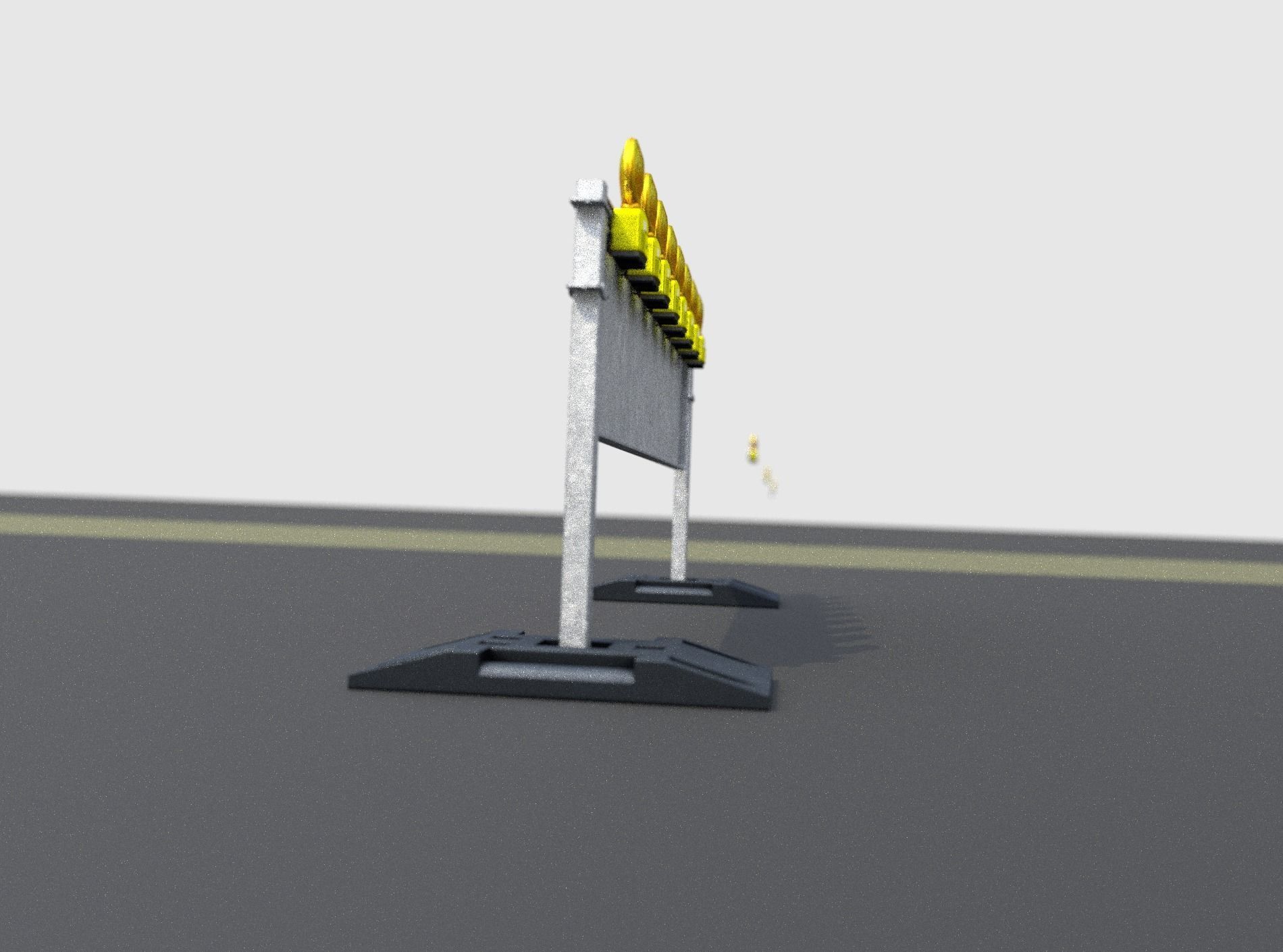 Construction Barrier 5 with warning lights 600-39 500x2400mm Low-poly 3D model_14