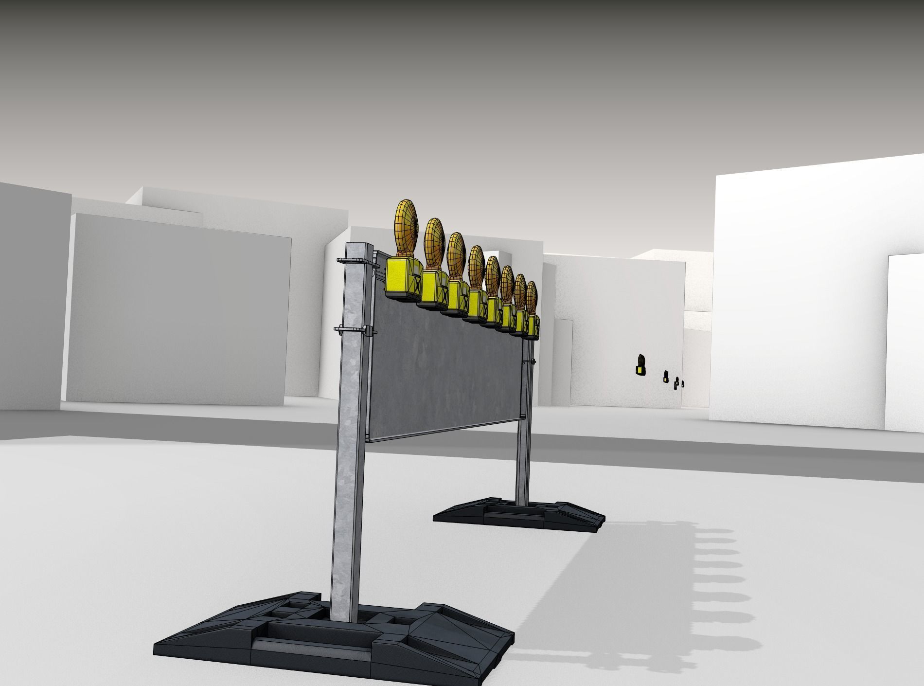 Construction Barrier 5 with warning lights 600-39 500x2400mm Low-poly 3D model_15