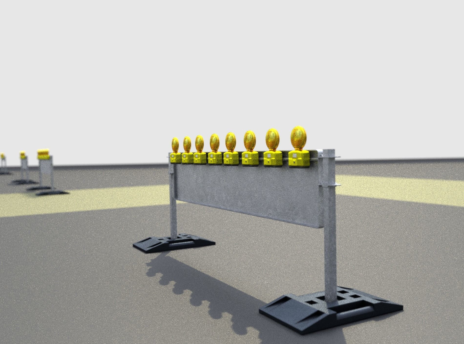 Construction Barrier 5 with warning lights 600-39 500x2400mm Low-poly 3D model_32