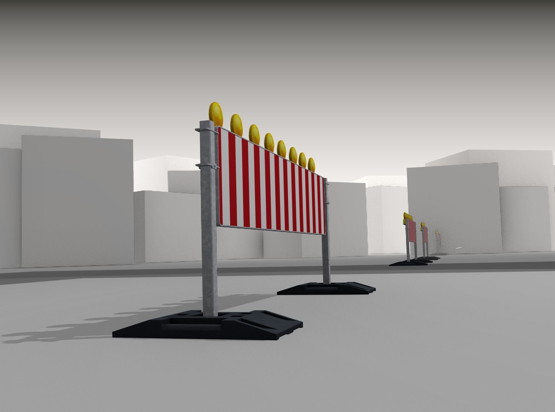 Construction Barrier 5 with warning lights 600-39 500x2400mm Low-poly 3D model_37