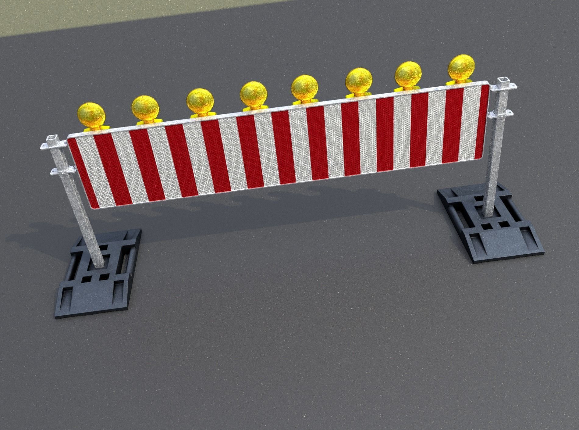 Construction Barrier 5 with warning lights 600-39 500x2400mm Low-poly 3D model_46