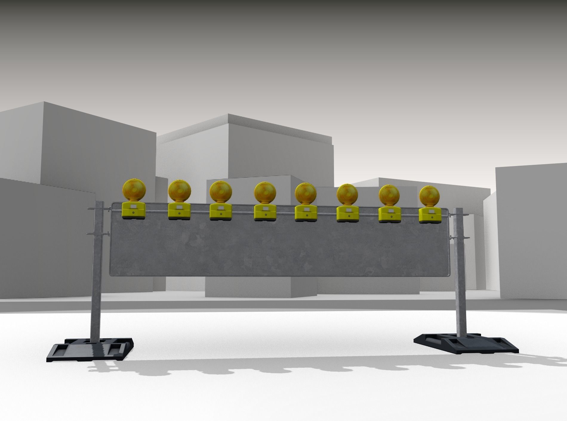 Construction Barrier 5 with warning lights 600-39 500x2400mm Low-poly 3D model_25