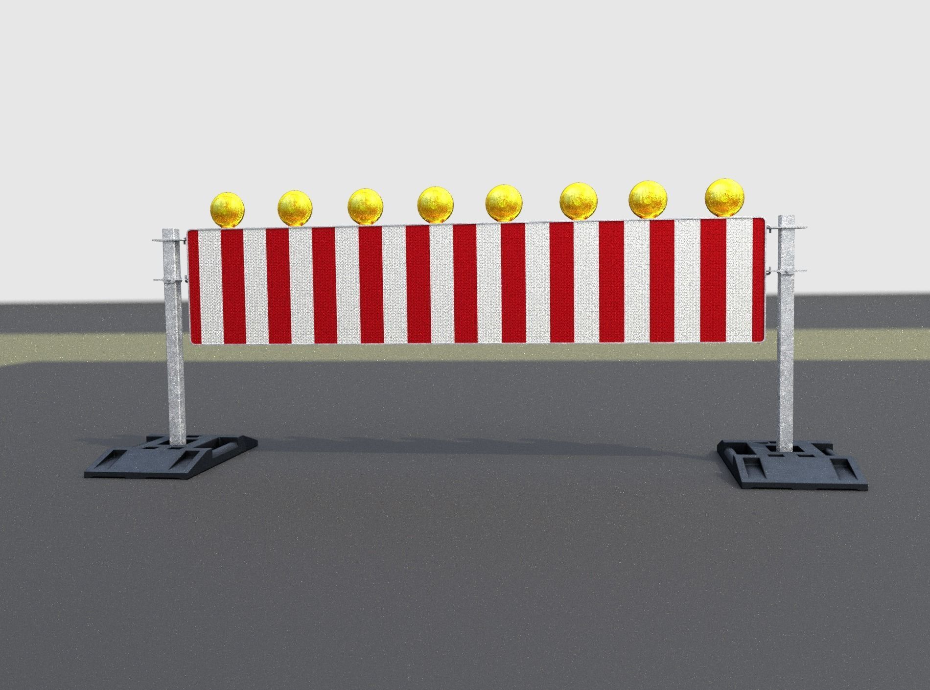 Construction Barrier 5 with warning lights 600-39 500x2400mm Low-poly 3D model_5