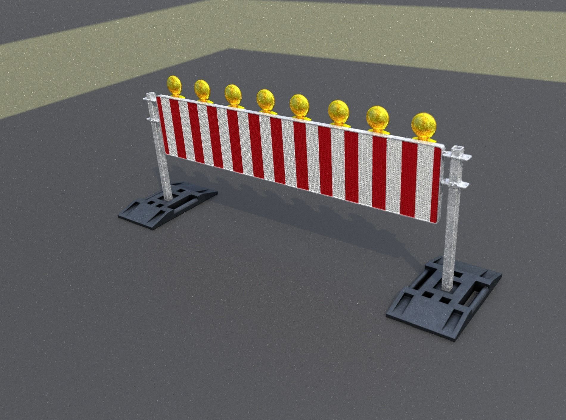 Construction Barrier 5 with warning lights 600-39 500x2400mm Low-poly 3D model_8