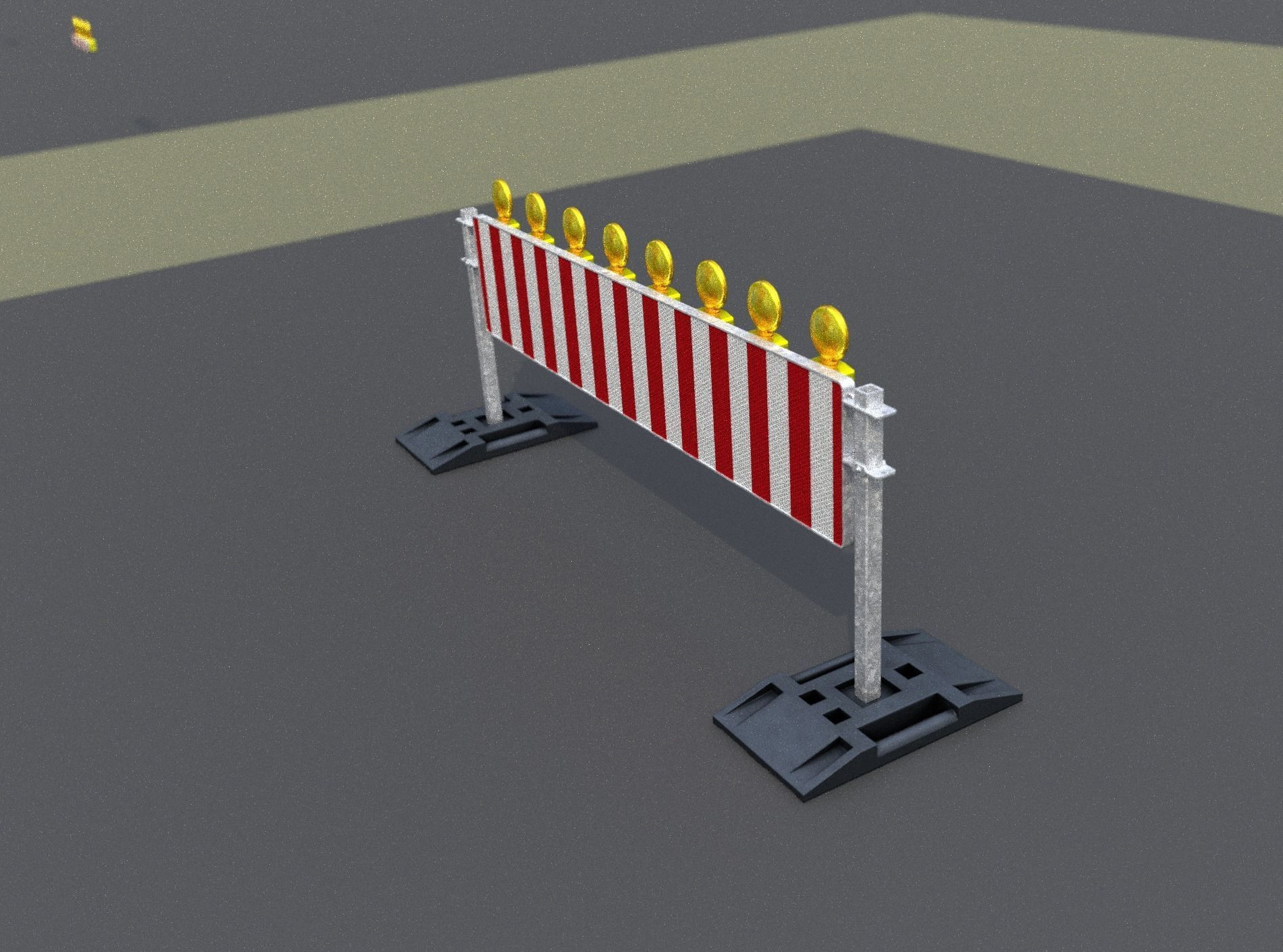 Construction Barrier 5 with warning lights 600-39 500x2400mm Low-poly 3D model_10