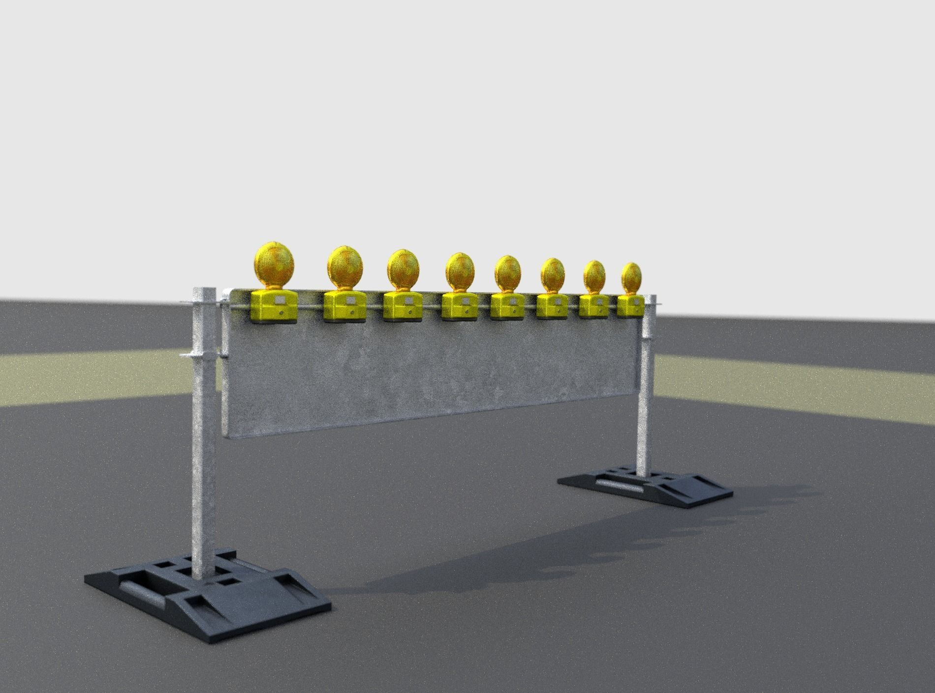 Construction Barrier 5 with warning lights 600-39 500x2400mm Low-poly 3D model_20