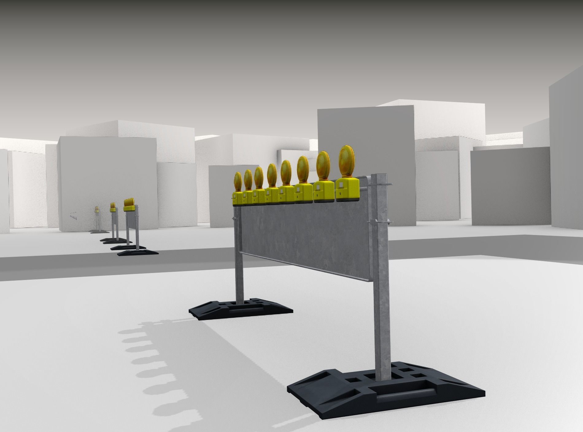 Construction Barrier 5 with warning lights 600-39 500x2400mm Low-poly 3D model_33