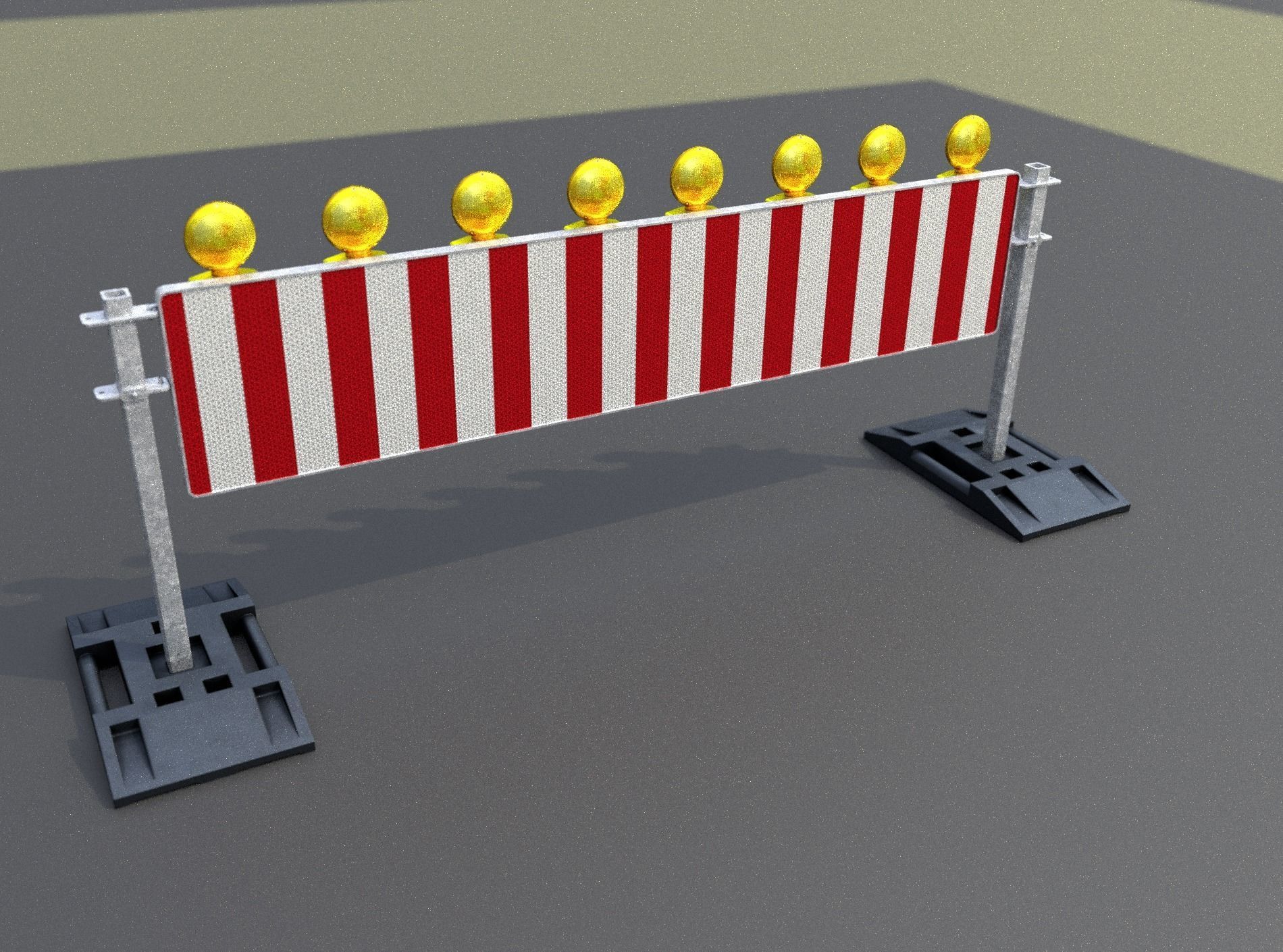 Construction Barrier 5 with warning lights 600-39 500x2400mm Low-poly 3D model_44