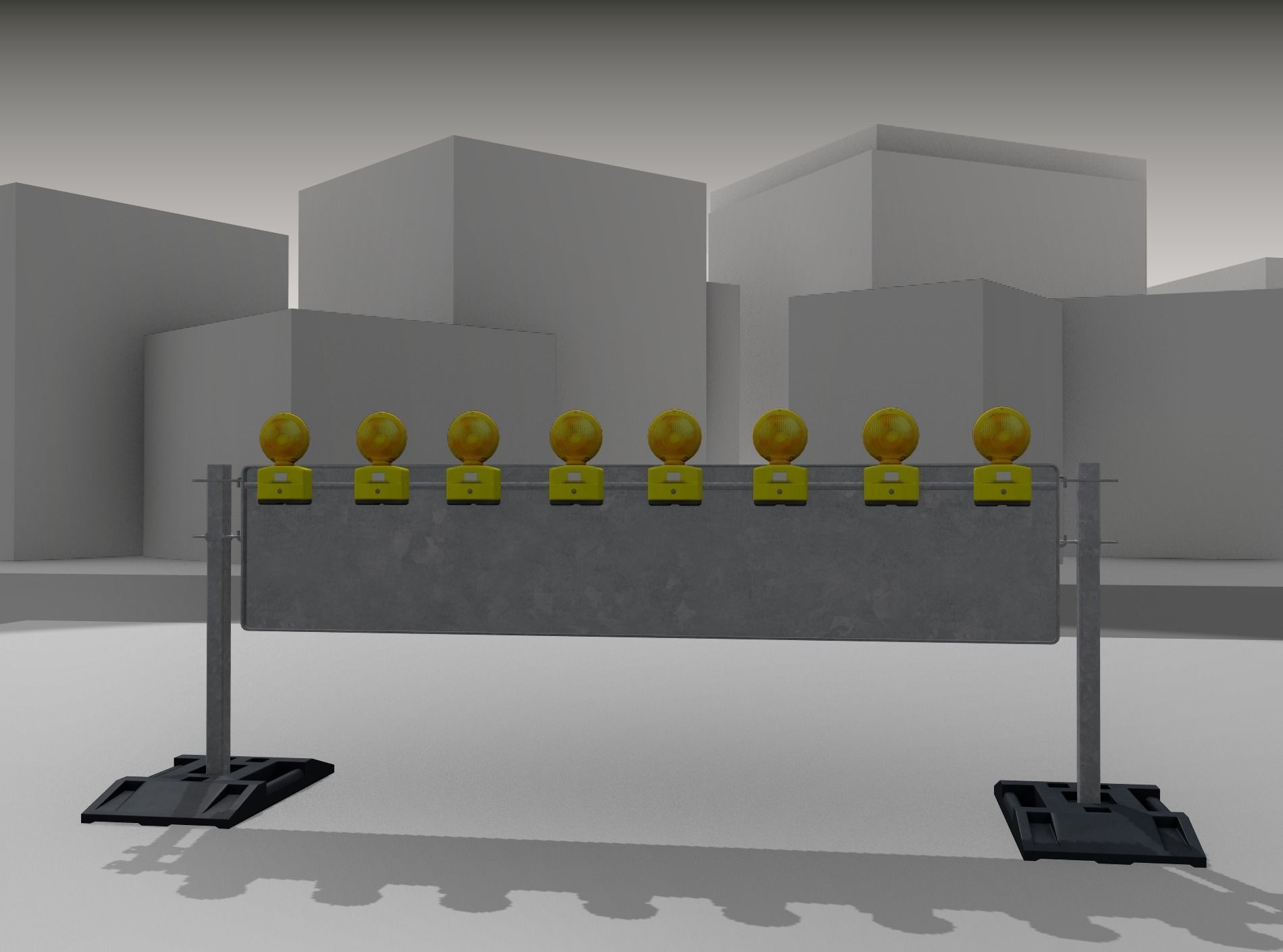 Construction Barrier 5 with warning lights 600-39 500x2400mm Low-poly 3D model_27