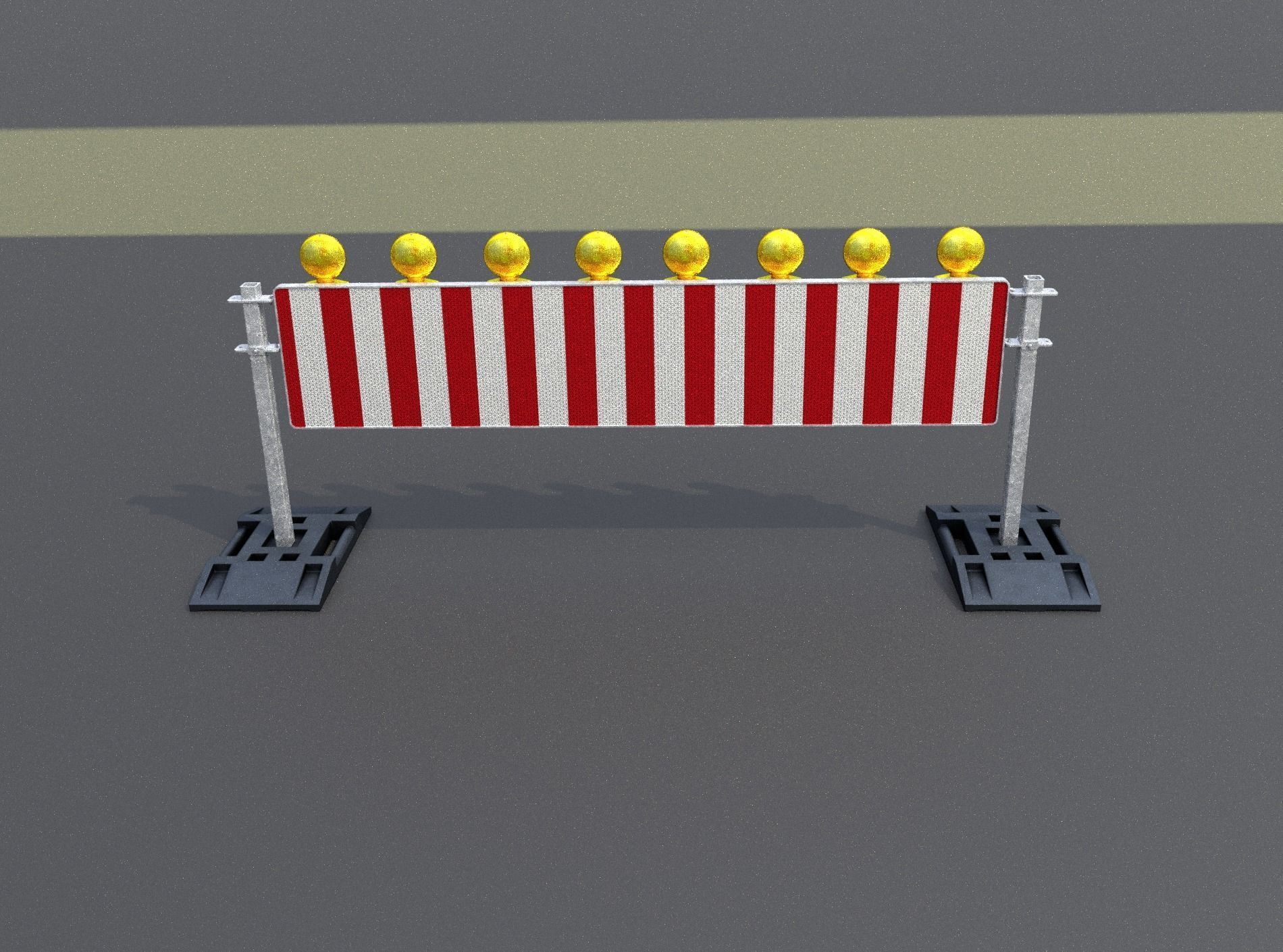 Construction Barrier 5 with warning lights 600-39 500x2400mm Low-poly 3D model_50