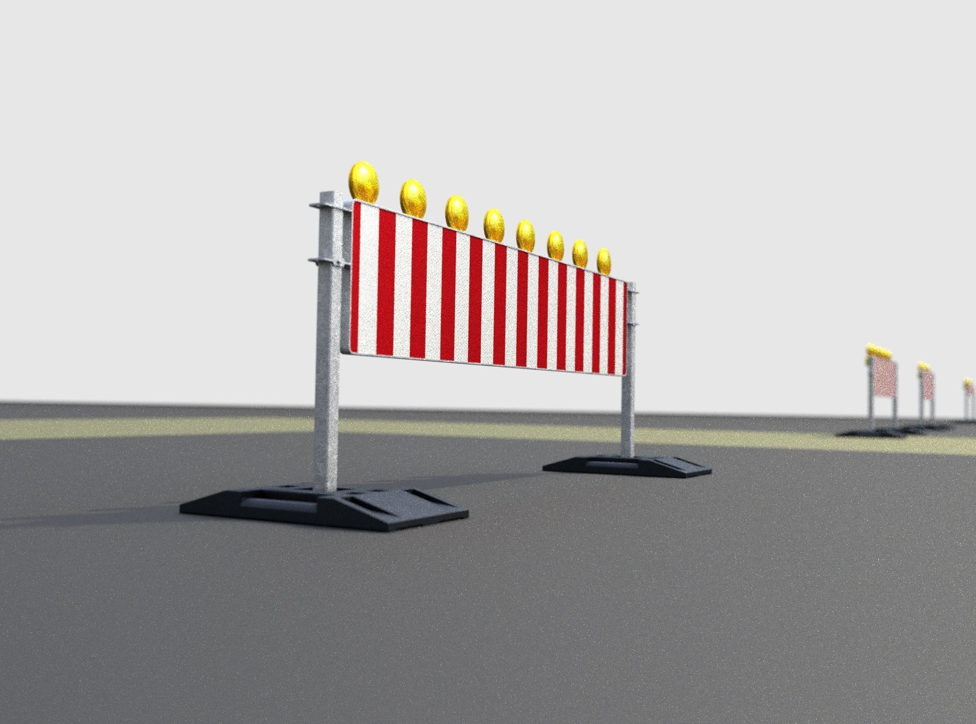 Construction Barrier 5 with warning lights 600-39 500x2400mm Low-poly 3D model_40