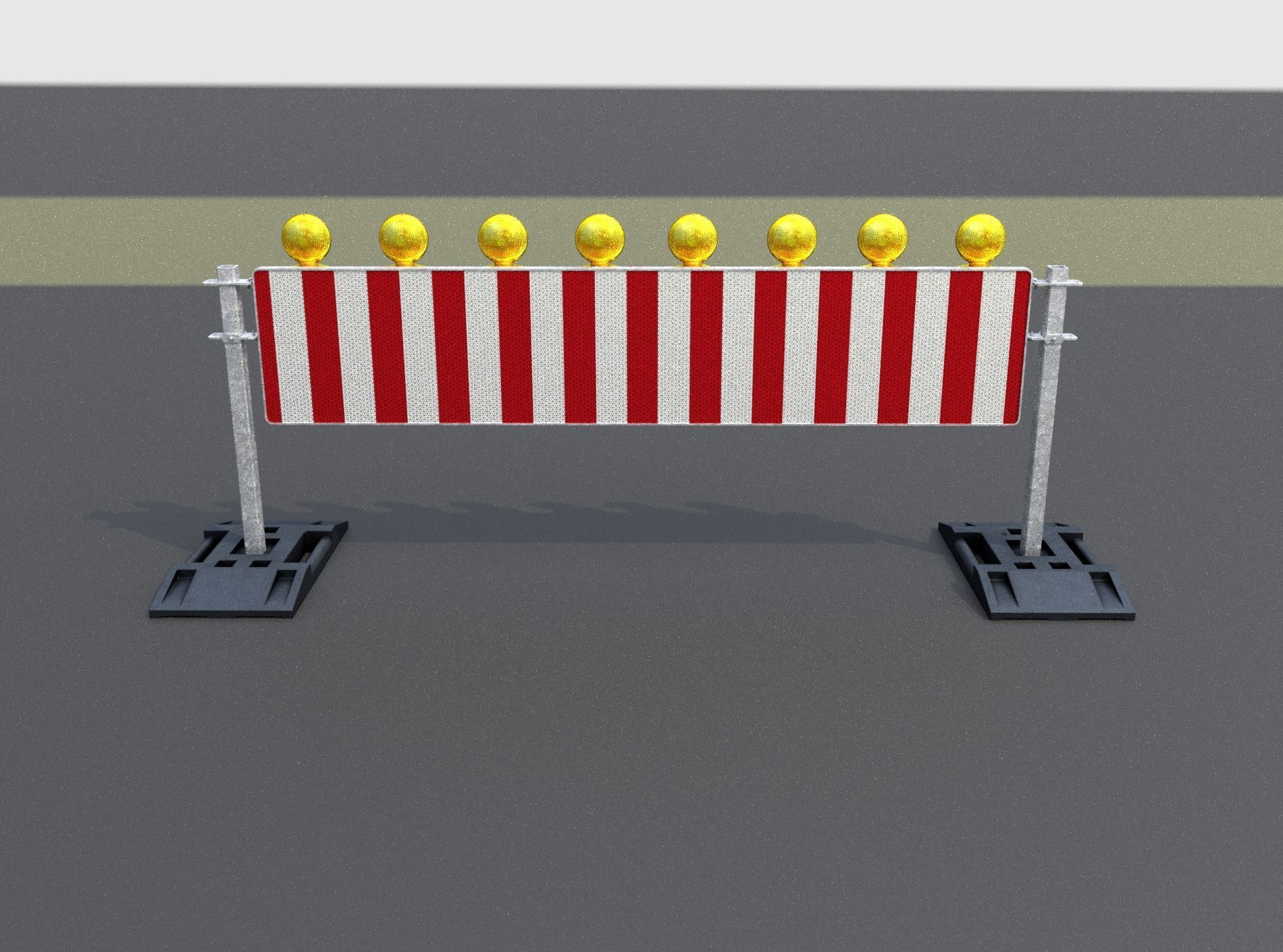 Construction Barrier 5 with warning lights 600-39 500x2400mm Low-poly 3D model_3