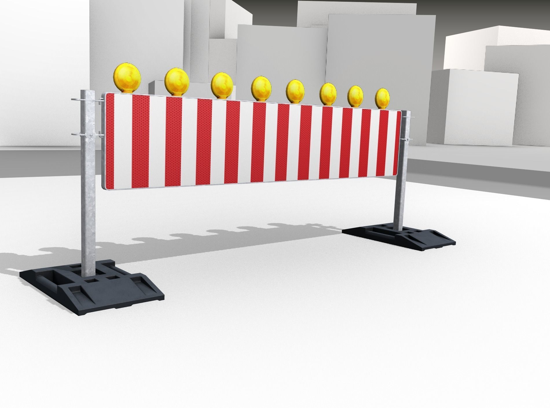 Construction Barrier 5 with warning lights 600-39 500x2400mm Low-poly 3D model_43