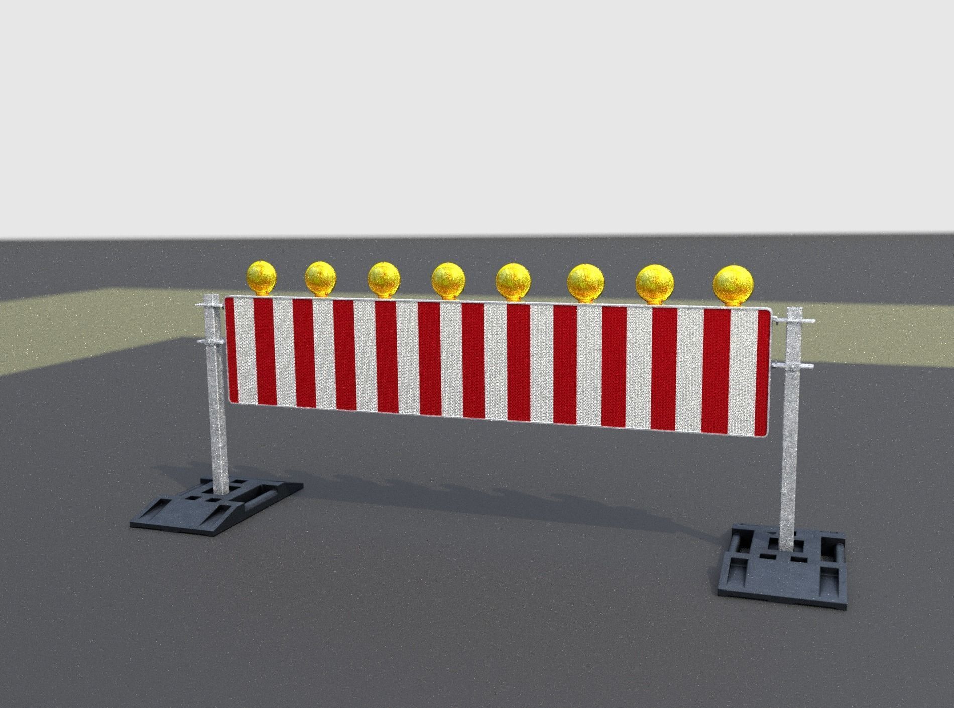 Construction Barrier 5 with warning lights 600-39 500x2400mm Low-poly 3D model_6