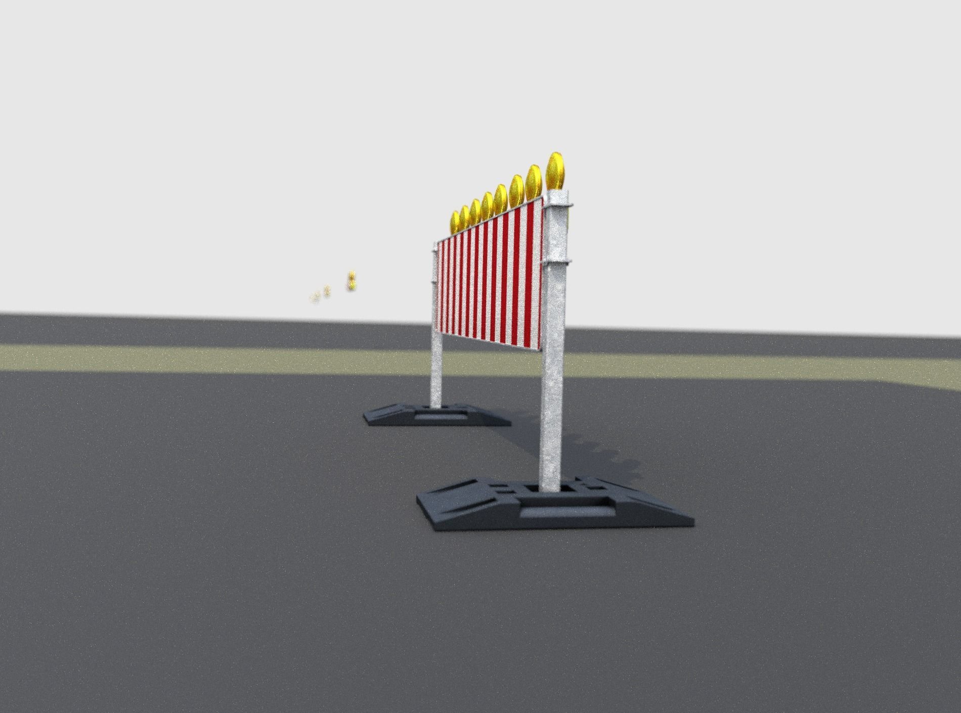 Construction Barrier 5 with warning lights 600-39 500x2400mm Low-poly 3D model_12