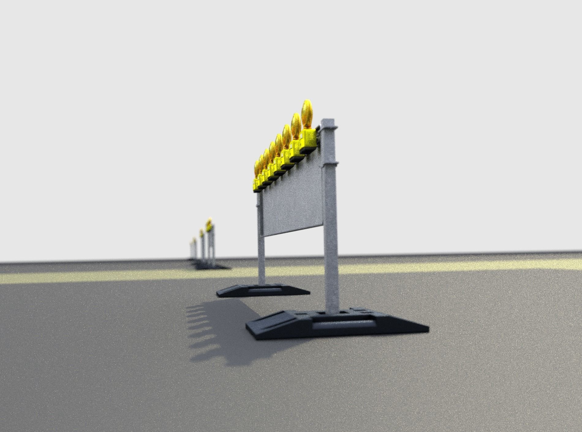 Construction Barrier 5 with warning lights 600-39 500x2400mm Low-poly 3D model_34