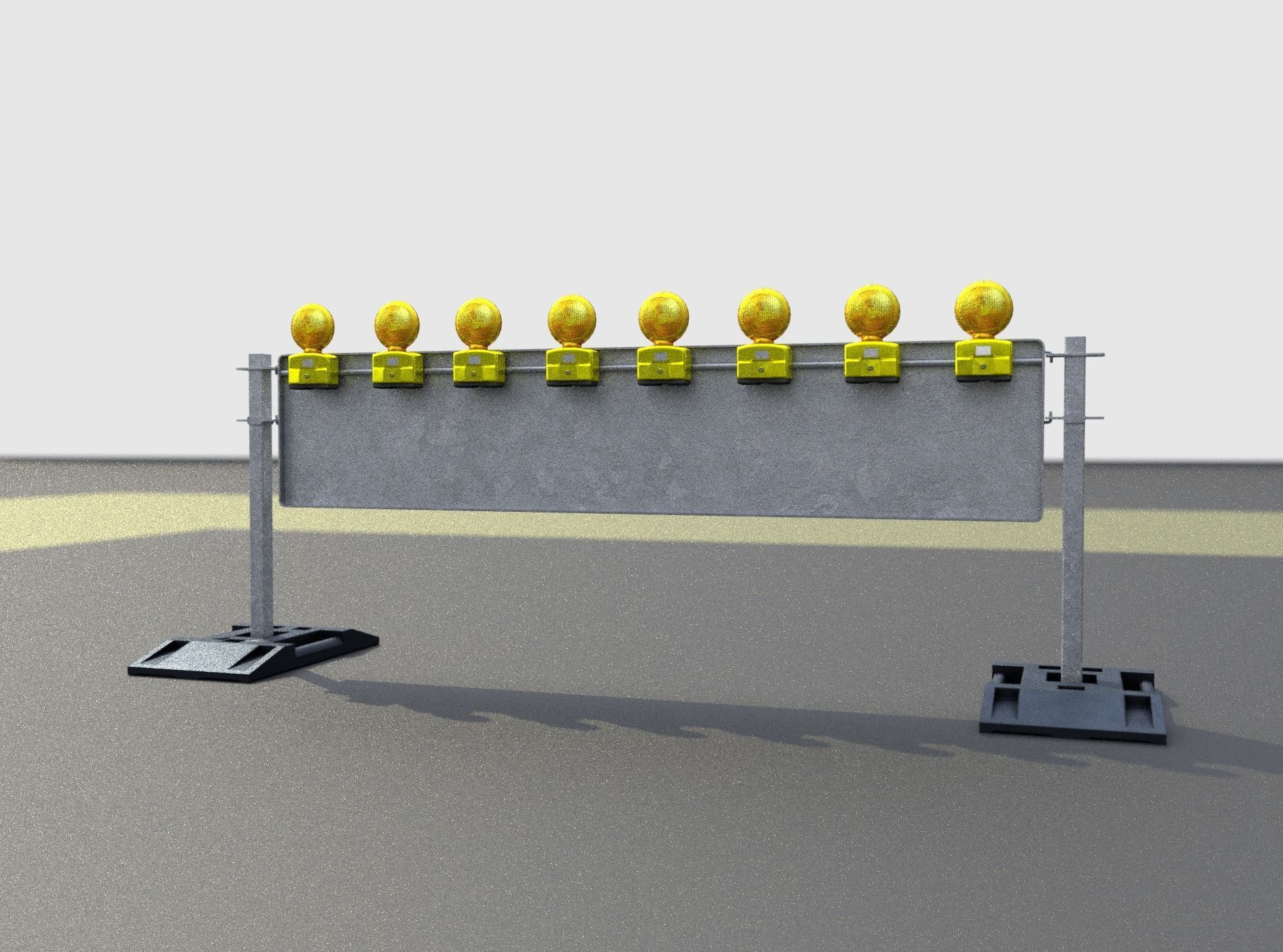Construction Barrier 5 with warning lights 600-39 500x2400mm Low-poly 3D model_28