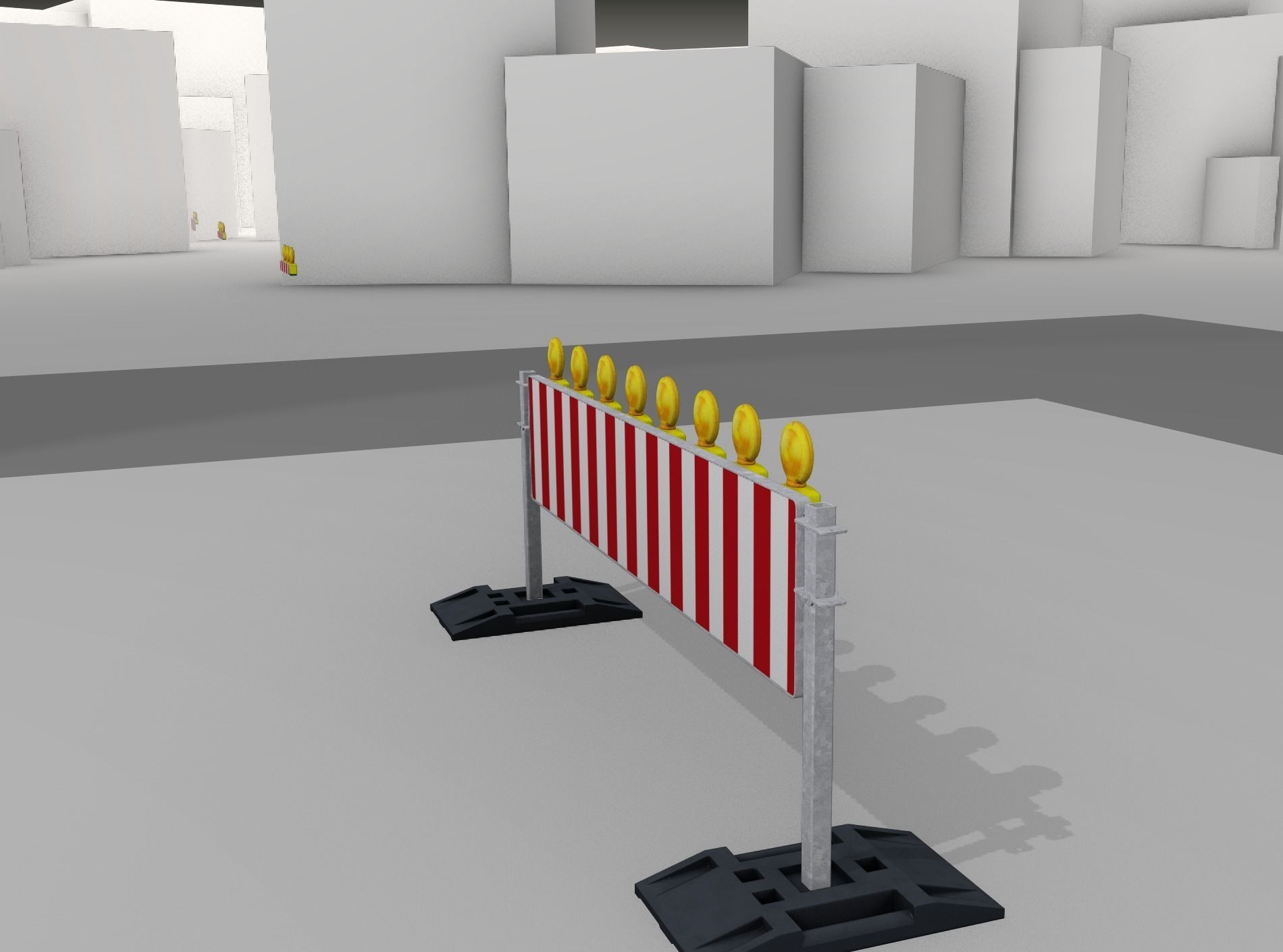 Construction Barrier 5 with warning lights 600-39 500x2400mm Low-poly 3D model_11