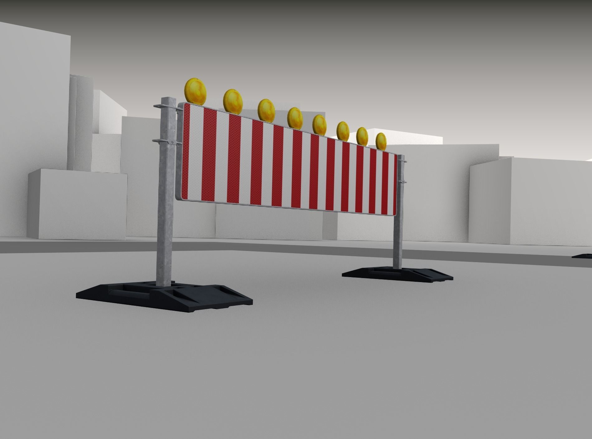Construction Barrier 5 with warning lights 600-39 500x2400mm Low-poly 3D model_41