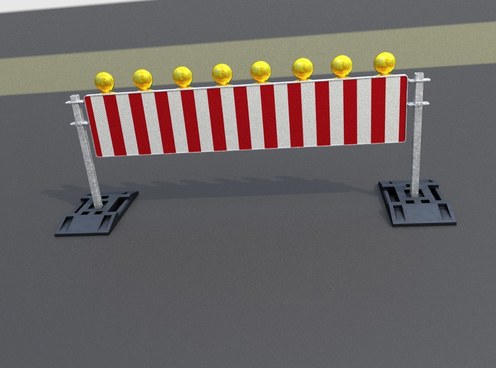 Construction Barrier 5 with warning lights 600-39 500x2400mm Low-poly 3D model_48