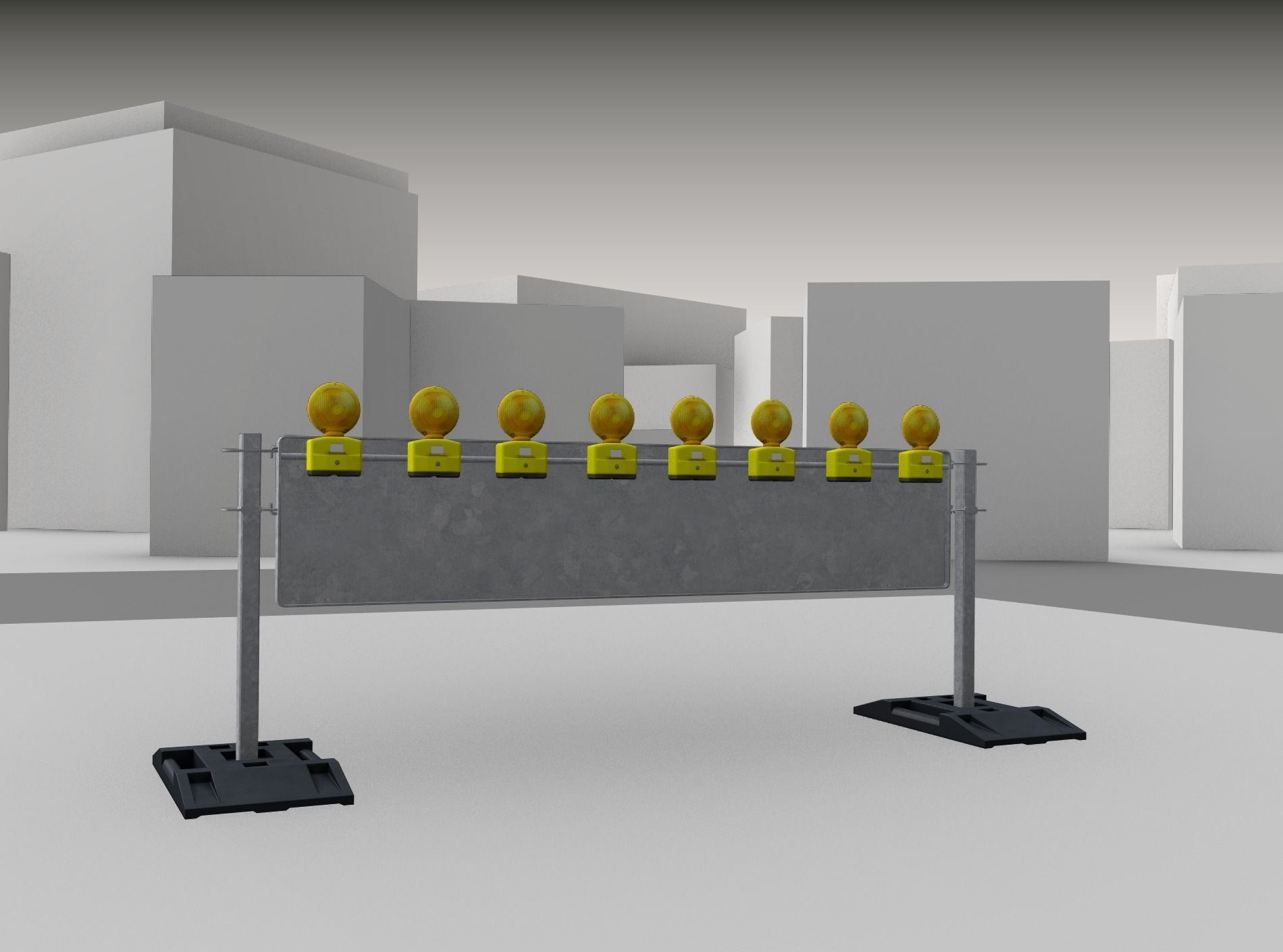 Construction Barrier 5 with warning lights 600-39 500x2400mm Low-poly 3D model_23