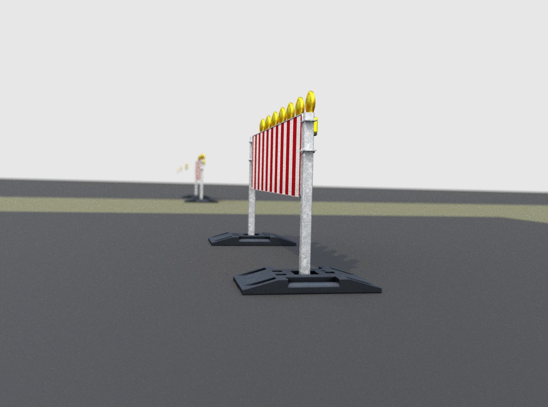Construction Barrier 5 with warning lights 600-38 500x2000mm Low-poly 3D model_13