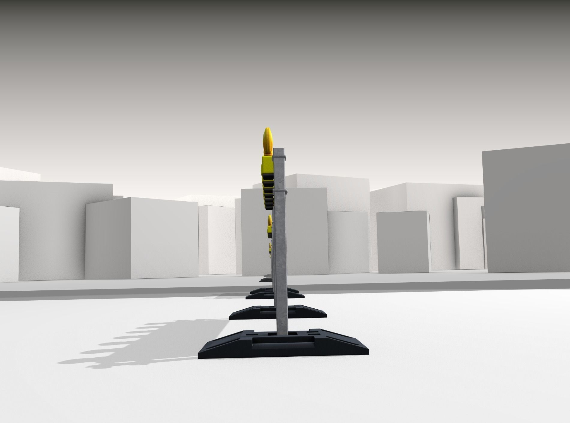 Construction Barrier 5 with warning lights 600-38 500x2000mm Low-poly 3D model_35